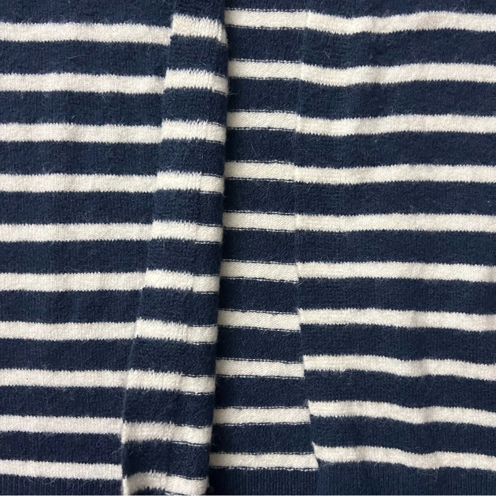 Madewell Wool Blend Dark Nightfall Striped Cardigan Sweater Navy Blue White XS